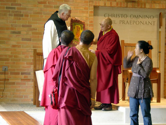 Buddhists meeting with the abbot of the Abbey of Gethsemane